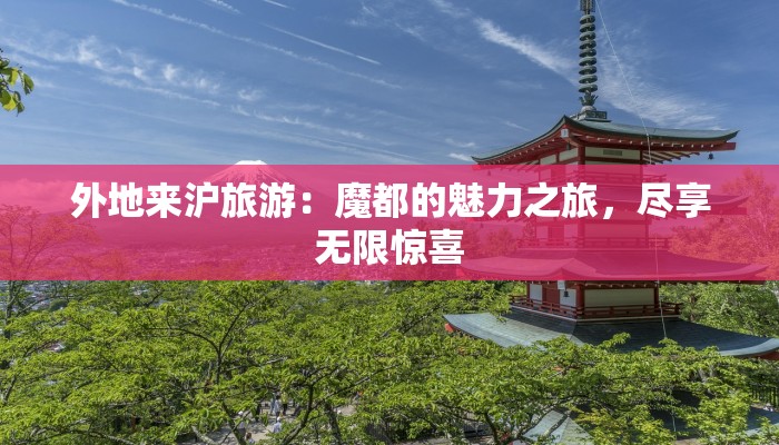 外地来沪旅游:魔都的魅力之旅,尽享无限惊喜 外地来沪旅游:魔都的魅力之旅,尽享无限惊喜