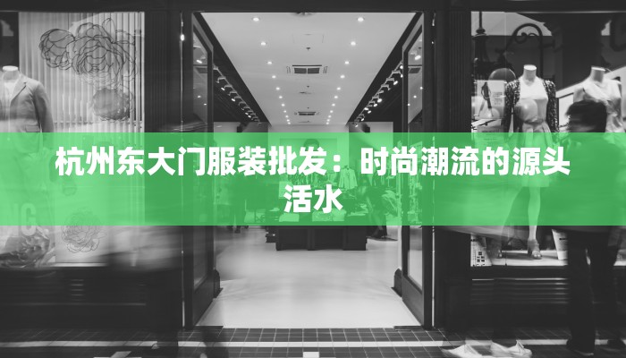 杭州东大门服装批发:时尚潮流的源头活水 杭州东大门服装批发:时尚潮流的源头活水
