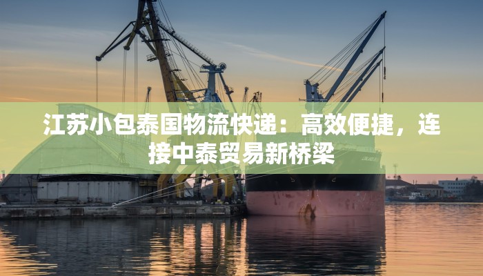 江苏小包泰国物流快递：高效便捷，连接中泰贸易新桥梁